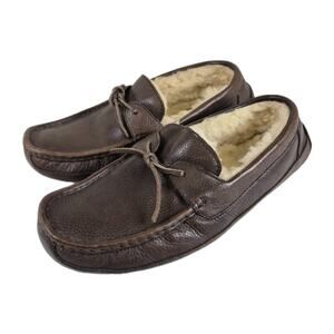 Ugg Ascot Men's Brown Leather Slippers Loafers Model 5161 Size 9 Warm Sheepskin